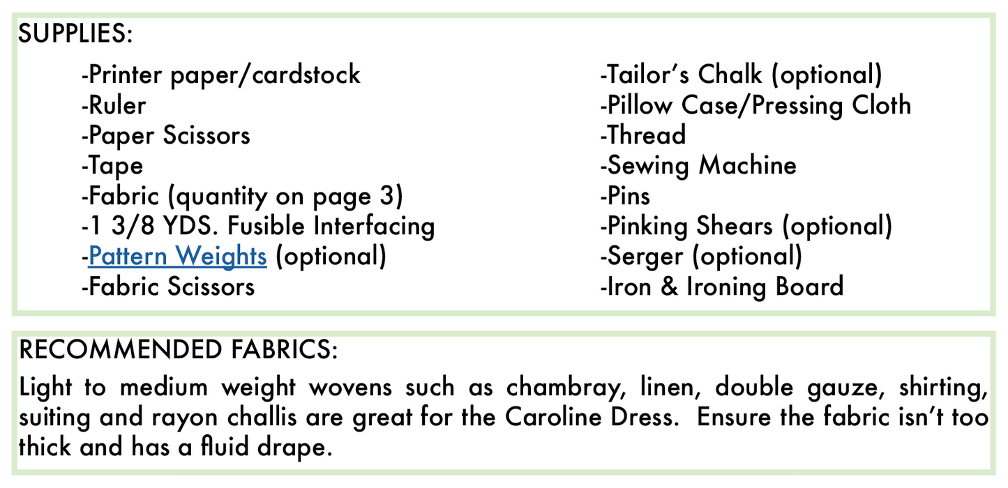 Caroline Dress Pattern